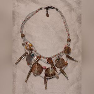 Vintage yousi signed shell and bead necklace